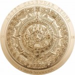 Cook Islands AZTEC CALENDAR STONE series ARCHEOLOGY and SYMBOLISM $20 Silver Coin Antique finish 2018 Ultra High Relief Smartminting Gold plated 3 oz